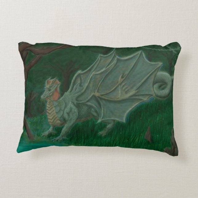 Swamp Dragon Accent Pillow (Back)