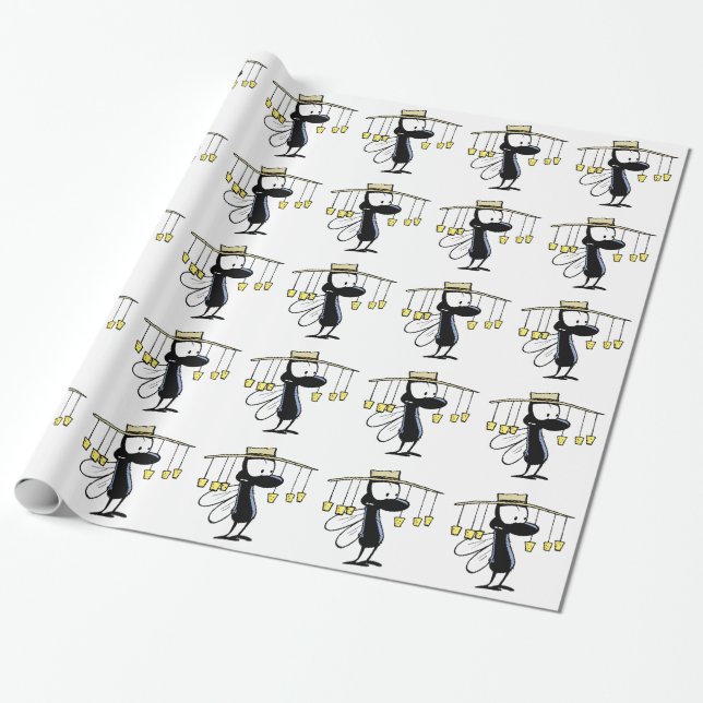 Swamp Fly Australian Outback Wrapping Paper (Unrolled)