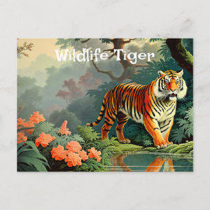 Swamp Forest Wild Tiger Vintage Poster Postcard