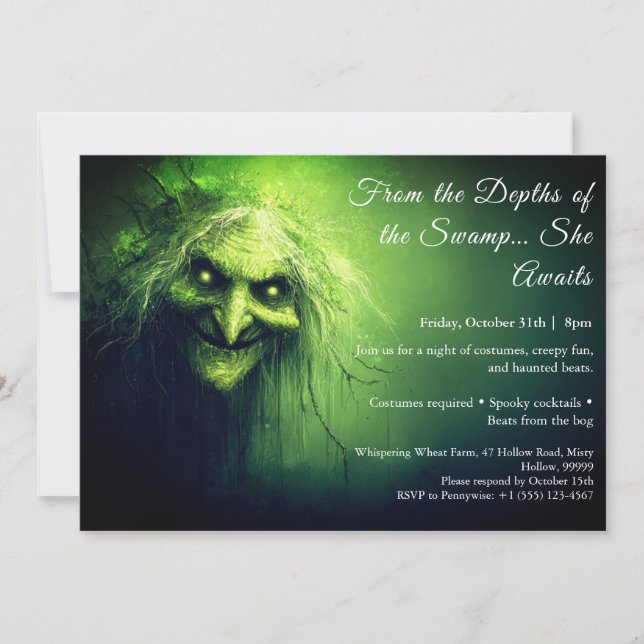 Swamp Hag Halloween Costume Party Invitation (Front)