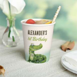 Swamp Reptile 1st Birthday Party  Paper Cups