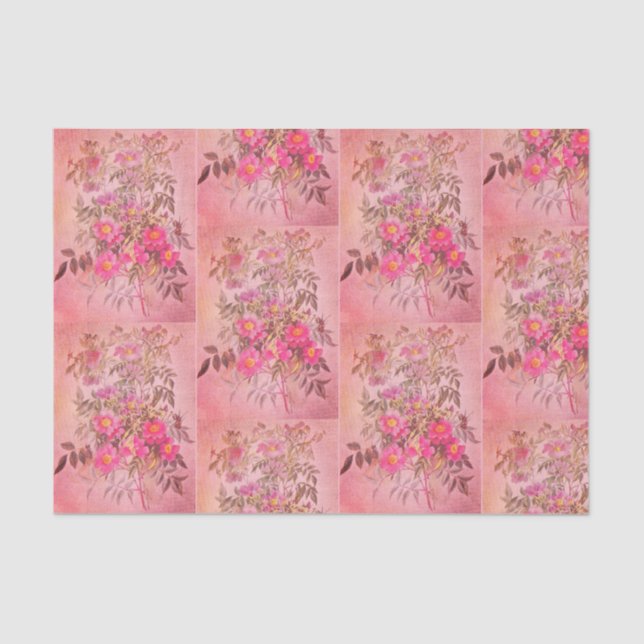 Swamp Rose Pink Floral Tissue Paper (Front)