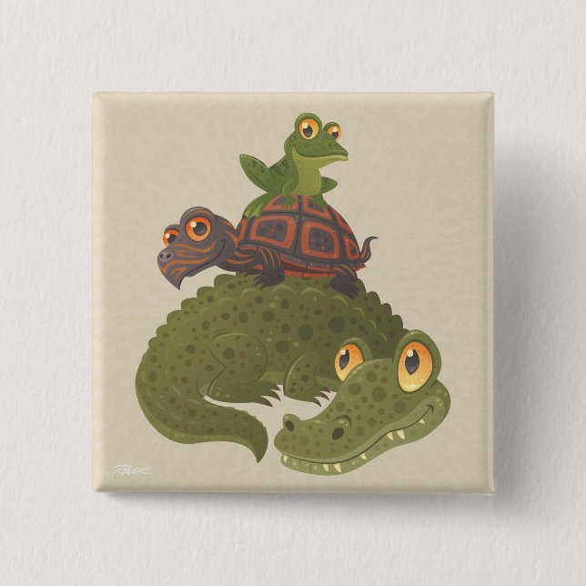 Swamp Squad 2 Inch Square Button (Front)