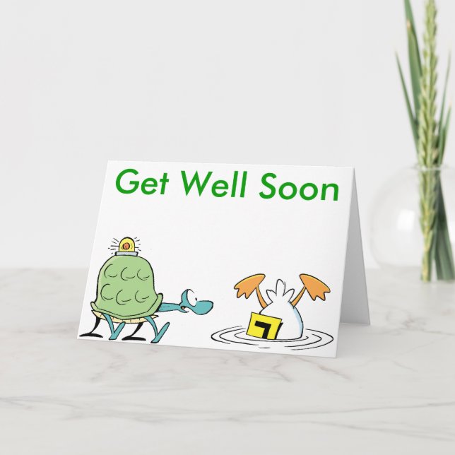 Swamp Turtle Cartoon Get Well Soon Card (Front)