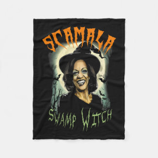 Swamp Witch Funny Anti Kamala Harris 2024 Hallowee Fleece Blanket