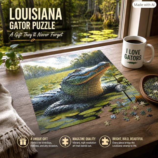 Swamp with Bull Alligator Jigsaw Puzzle (Creator Uploaded)