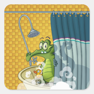 Swampy in the Shower Square Sticker