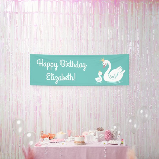 Swan 1st Birthday Party Baby Shower Banner (Party)
