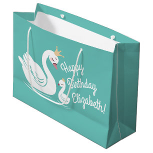 Swan 1st Birthday Party Baby Shower Large Gift Bag