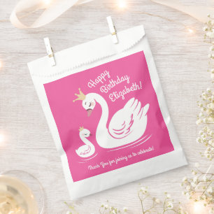 Swan 1st Birthday Party Baby Shower Pink Favour Bag