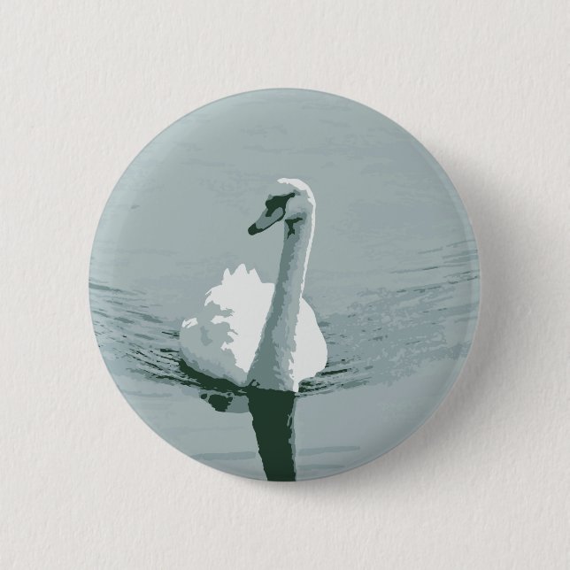 Swan 2 Inch Round Button (Front)