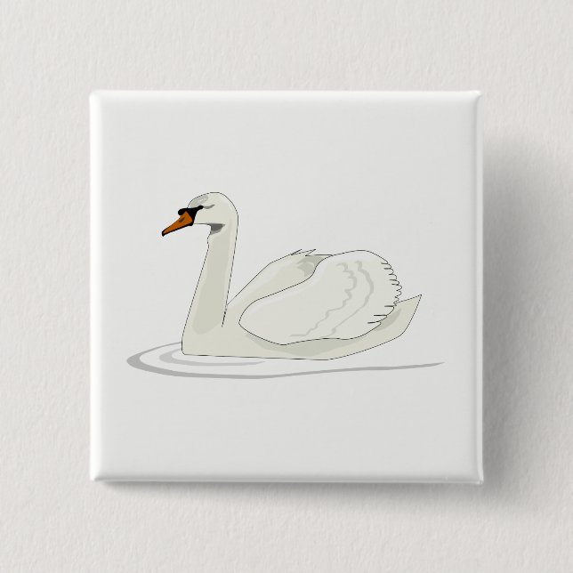 Swan 2 Inch Square Button (Front)