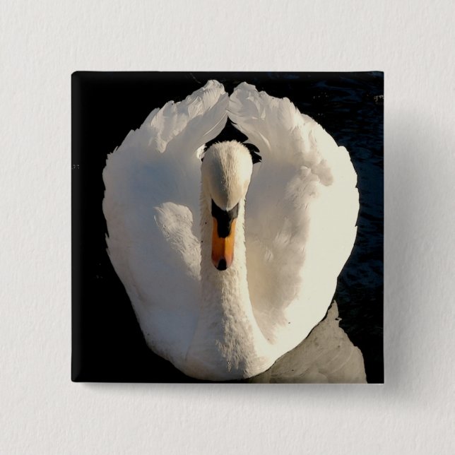 Swan 2 Inch Square Button (Front)