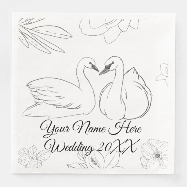 Swan and Botanical Napkin (Front)