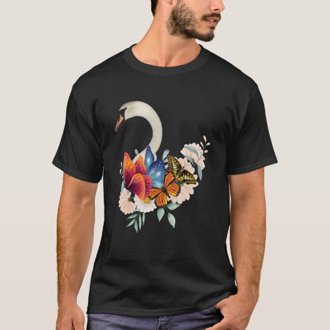 Swan and Butterflies Caretaker T-Shirt (Front)
