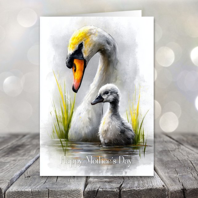 Swan and Cygnet Mother's Day Holiday Card (Creator Uploaded)