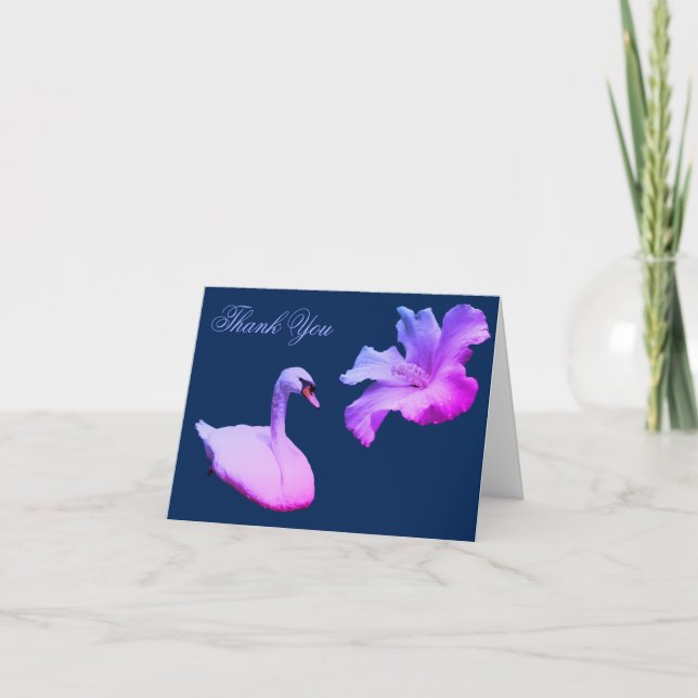 Swan And Hibiscus Customizable Thank You Card (Front)