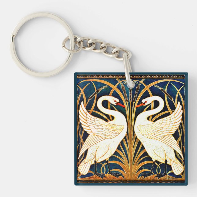 Swan and Rush and Iris,  Keychain (Front)