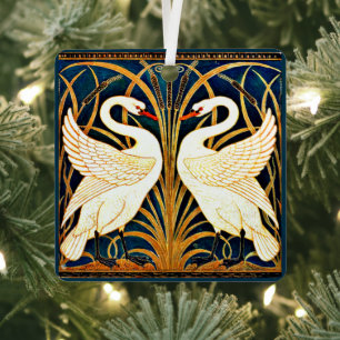 Swan and Rush and Iris,  Metal Ornament