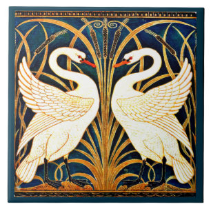 Swan and Rush and Iris, Tile