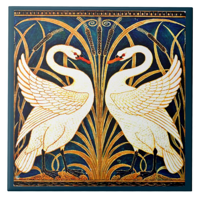 Swan and Rush and Iris,  Tile (Front)