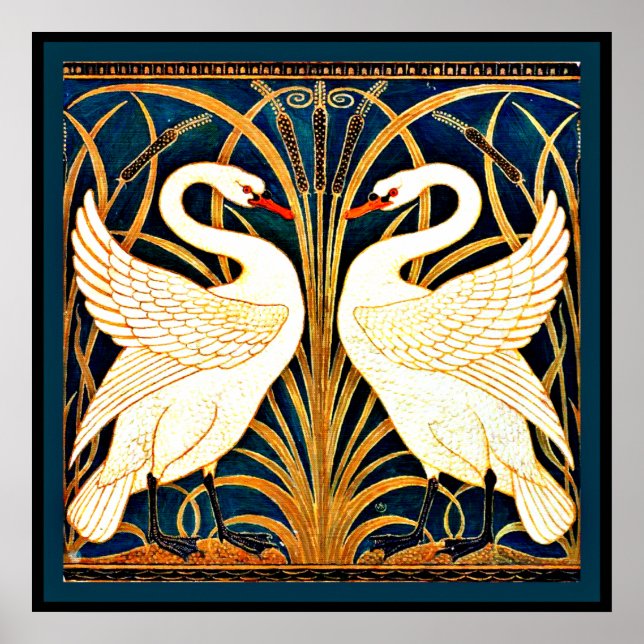 Swan and Rush and Iris, vintage design Poster (Front)