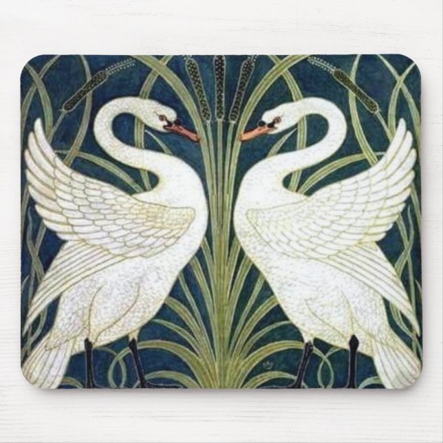 Swan and Rush and Iris wallpaper Mouse Pad (Front)