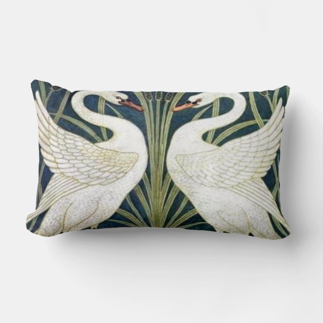 Swan and Rush and Iris wallpaper Pillow (Front)