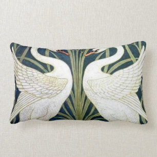 Swan and Rush and Iris wallpaper Pillow