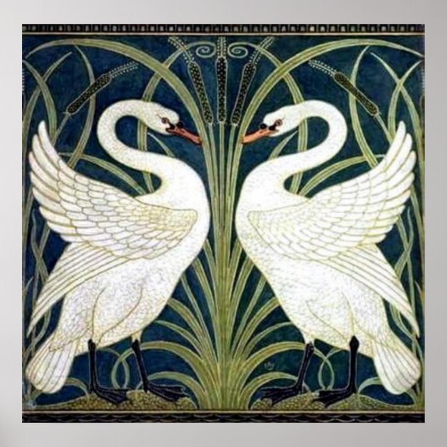 Swan and Rush and Iris wallpaper Poster (Front)