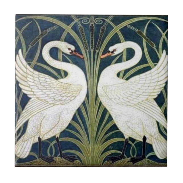 Swan and Rush and Iris wallpaper Tile (Front)