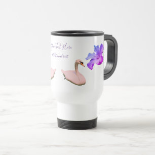 Swan And Single Hibiscus Flower Personalized Travel Mug