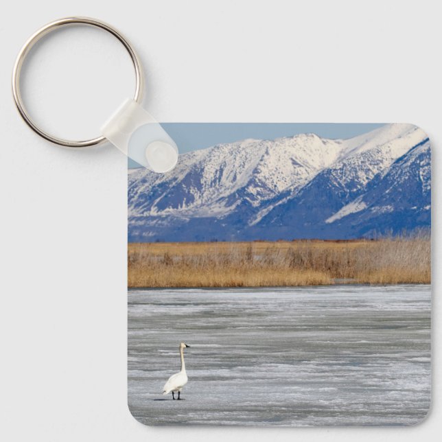 Swan and snow keychain (Front)