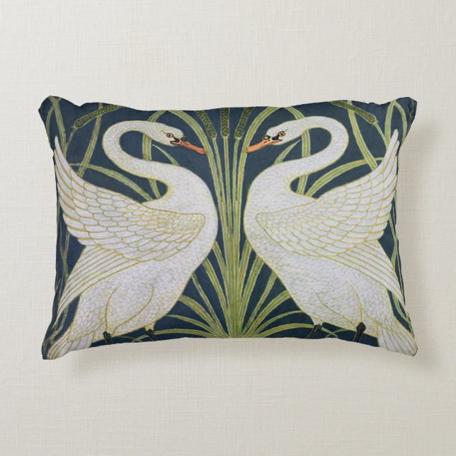 Swan Art Nouveau Two Swans  Accent Pillow (Front)
