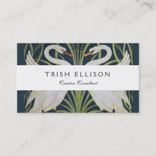 Swan Art Nouveau Two Swans  Business Card
