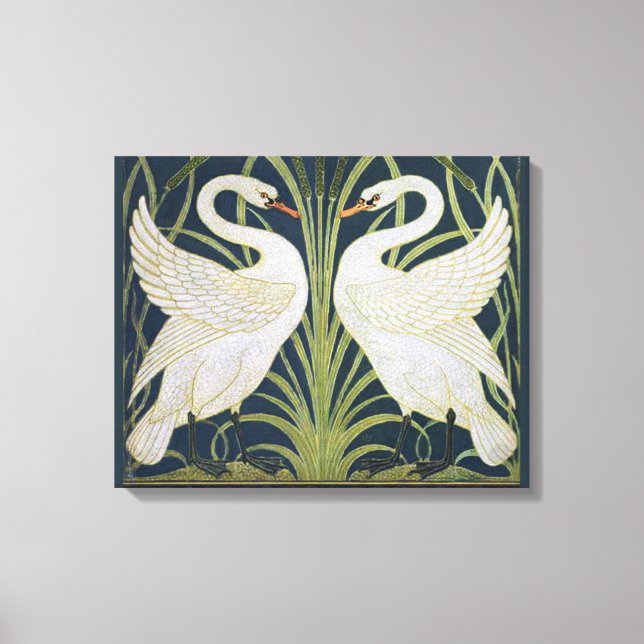 Swan Art Nouveau Two Swans  Canvas Print (Front)