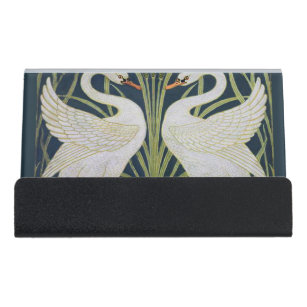 Swan Art Nouveau Two Swans  Desk Business Card Holder