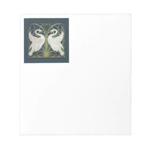 Swan Art Nouveau Two Swans  Notepad