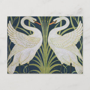 Swan Art Nouveau Two Swans  Postcard