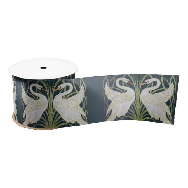 Swan Art Nouveau Two Swans  Satin Ribbon (Spool)