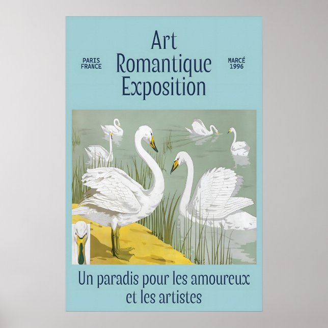 Swan Art Print 1996 Paris Romantic Exhibition (Front)