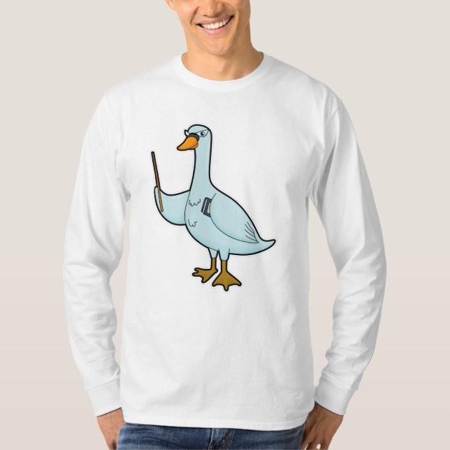 Swan as Teacher with Book & Pointer T-Shirt (Front)