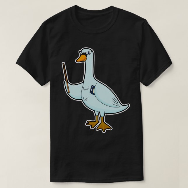 Swan as Teacher with Book Pointer T-Shirt (Design Front)
