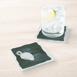 Swan at the Pond Glass Coaster