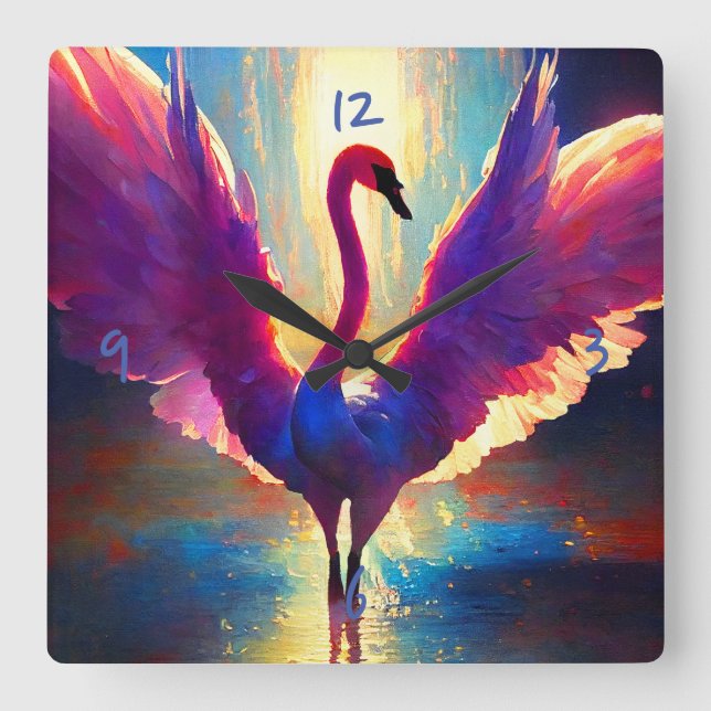 Swan Awake :: Square Wall Clock (Front)