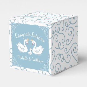Swan Baby Shower Bird with Crown Co-Ed Blue Favor Box