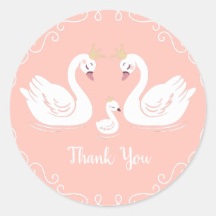 Swan Baby Shower Classic Round Sticker