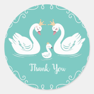 Swan Baby Shower Classic Round Sticker