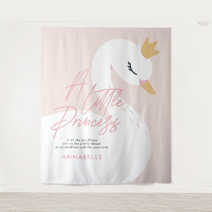 Swan baby shower girly pink aqua cute elegant tapestry