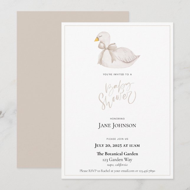 Swan Baby Shower Invitation (Front/Back)